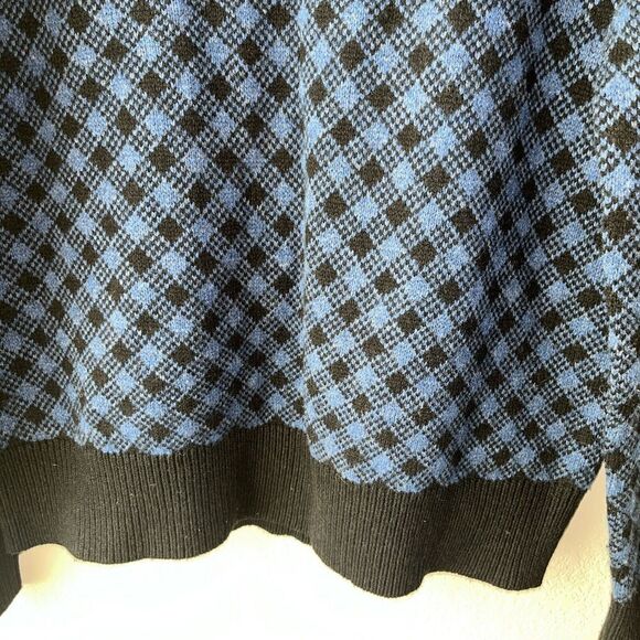 J.Crew Black Label Men’s 100% Lambs Wool Medium Black Blue chekered - Picture 3 of 9